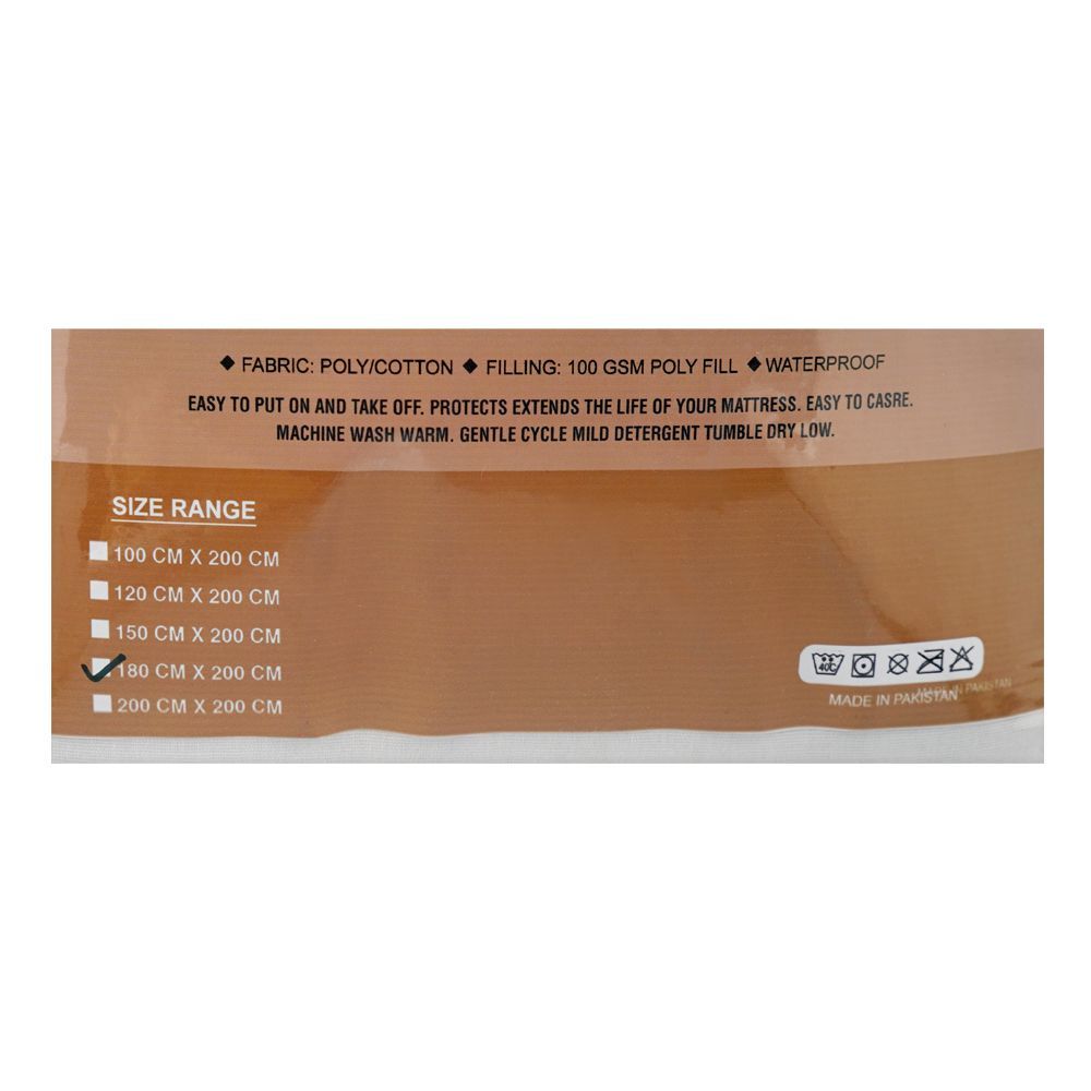 Rene's Collection Waterproof Mattress Pad, White, Poly Cotton, 132TC, 180 X 200cm - Image 2