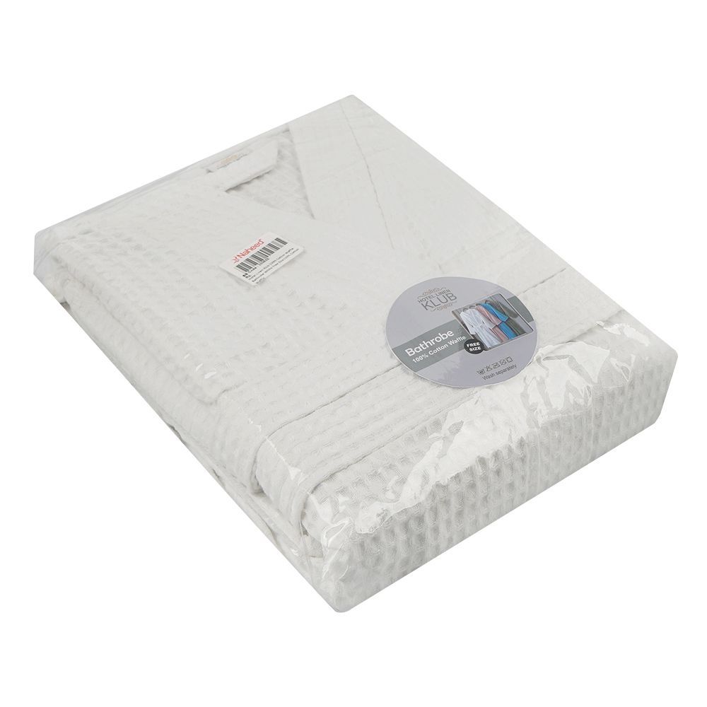 Hotel Linen Klub 100% Cotton Waffle Bathrobe, Cotton Waffle, White, Free Size - Main Image