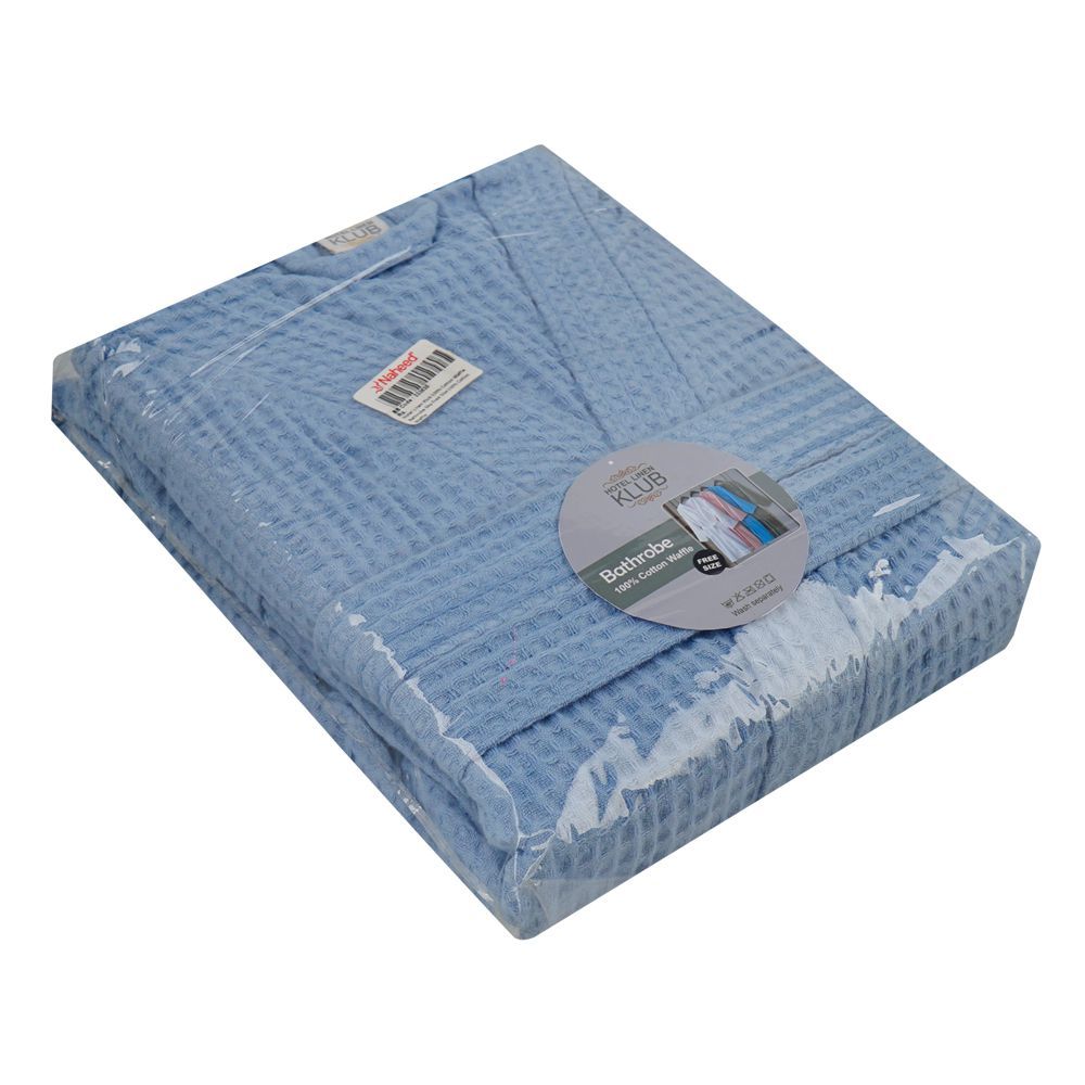 Hotel Linen Klub 100% Cotton Waffle Bathrobe, Cotton Waffle, Sky, Free Size - Main Image