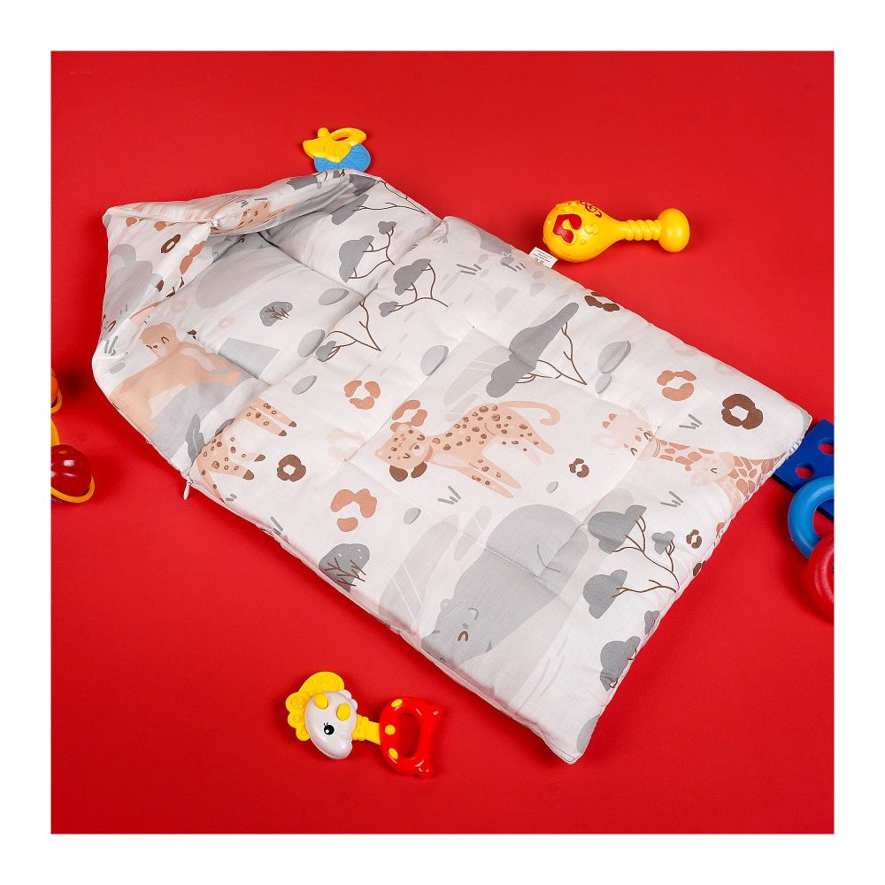 Fun Club Baby Carry Nest Bag (Cap Zipper) Jungle, White, Cotton, TC-144 - Main Image