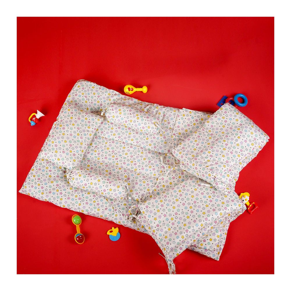 Fun Club Baby Crib Set, Stars, Beige, Cotton, TC-144, 7-Pack - Main Image