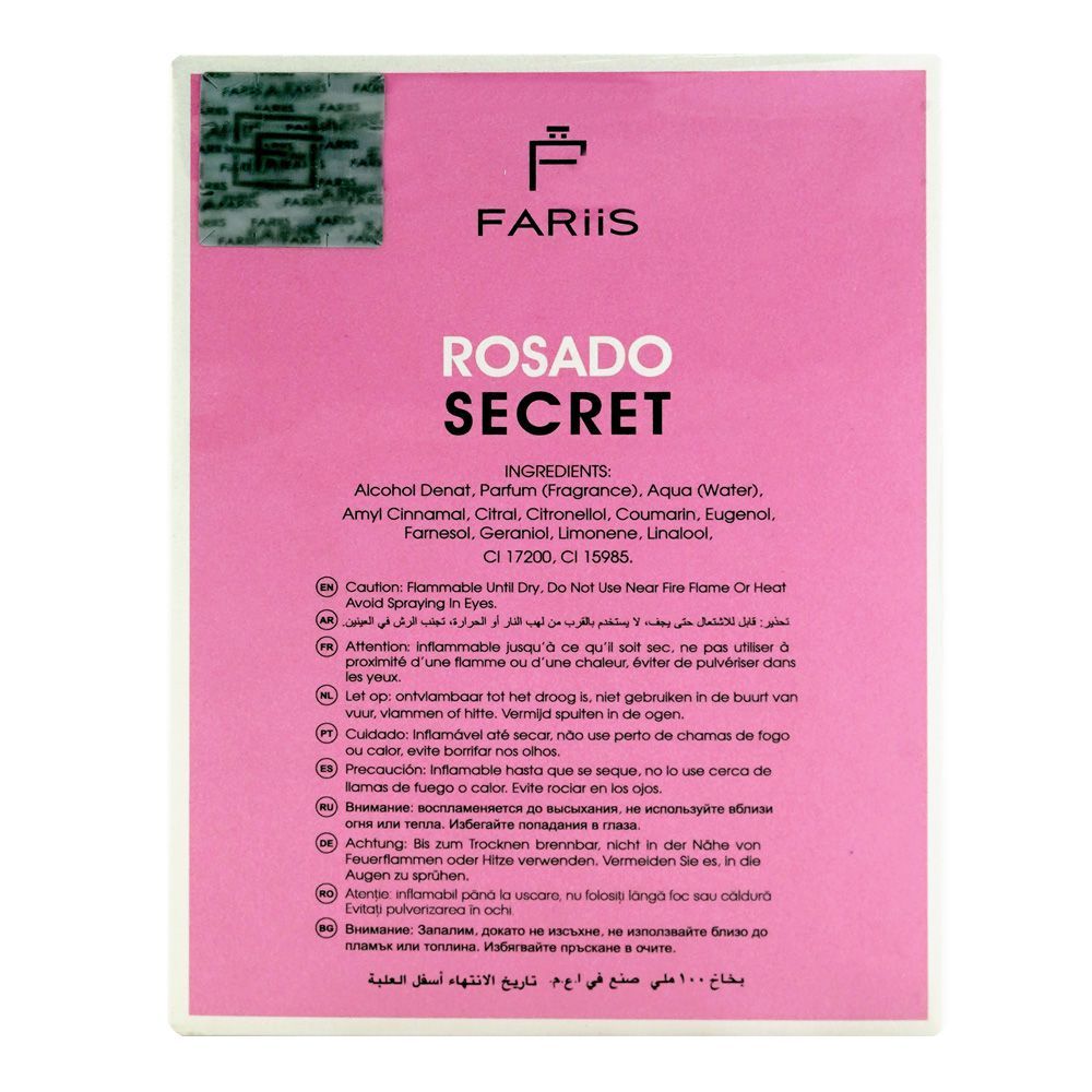Fariis Rosado Secret, Eau De Parfum, For Women, 100ml - Image 3