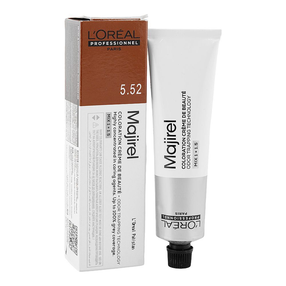 L'Oreal Professionnel Majirel Hair Colouring Cream, 5.52 Light Mahogany Iridescent Brown, 60ml - Main Image