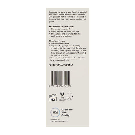Atco Life Sciences Velucio Hair Foam-Based Spray, Glycerin, For Hair Fall, 50ml - Image 2