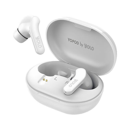 YOLO Yopod Wave True Wireless Earbuds, 300mAh Case Battery, IPX4 Water Resistant, White - Main Image