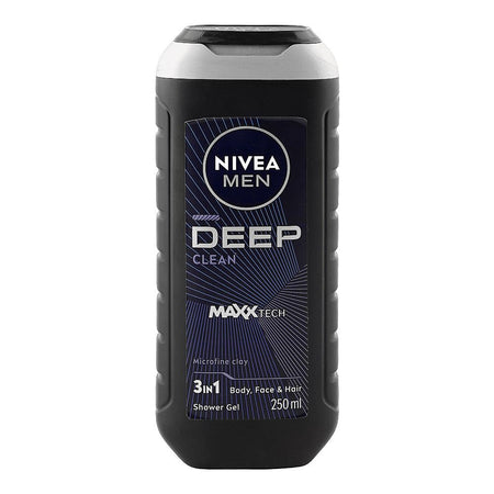 Nivea Men Deep Clean Maxx Tech Microfine Clay 3-In-1 Body, Face & Hair Shower Gel, 250ml - Main Image