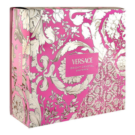 Versace Bright Crystal Pour Femme Set, For Women, Eau de Toilette 90ml + Body Lotion 100ml + Shower Gel 100ml + Pouch - Image 2
