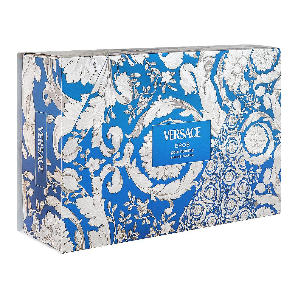 Versace Eros Pour Homme Set, For Men, Eau De Parfum 100ml + Eau De Parfum 10ml + Pouch - Image 2
