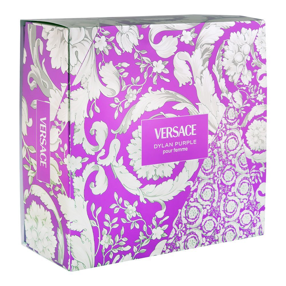 Versace Dylan Purple Pour Femme Set, For Women, Eau De Parfum 100ml + Body Lotion 100ml + Shower Gel 100ml + Makeup Case - Image 2