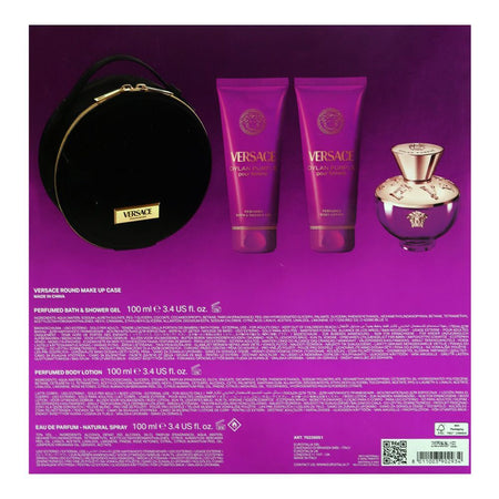 Versace Dylan Purple Pour Femme Set, For Women, Eau De Parfum 100ml + Body Lotion 100ml + Shower Gel 100ml + Makeup Case - Image 3