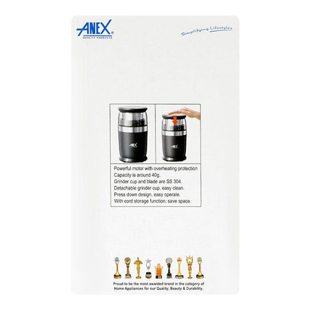 Anex Deluxe Grinder, 200W, 220-240V, 40g Capacity, AG-650 - Image 4