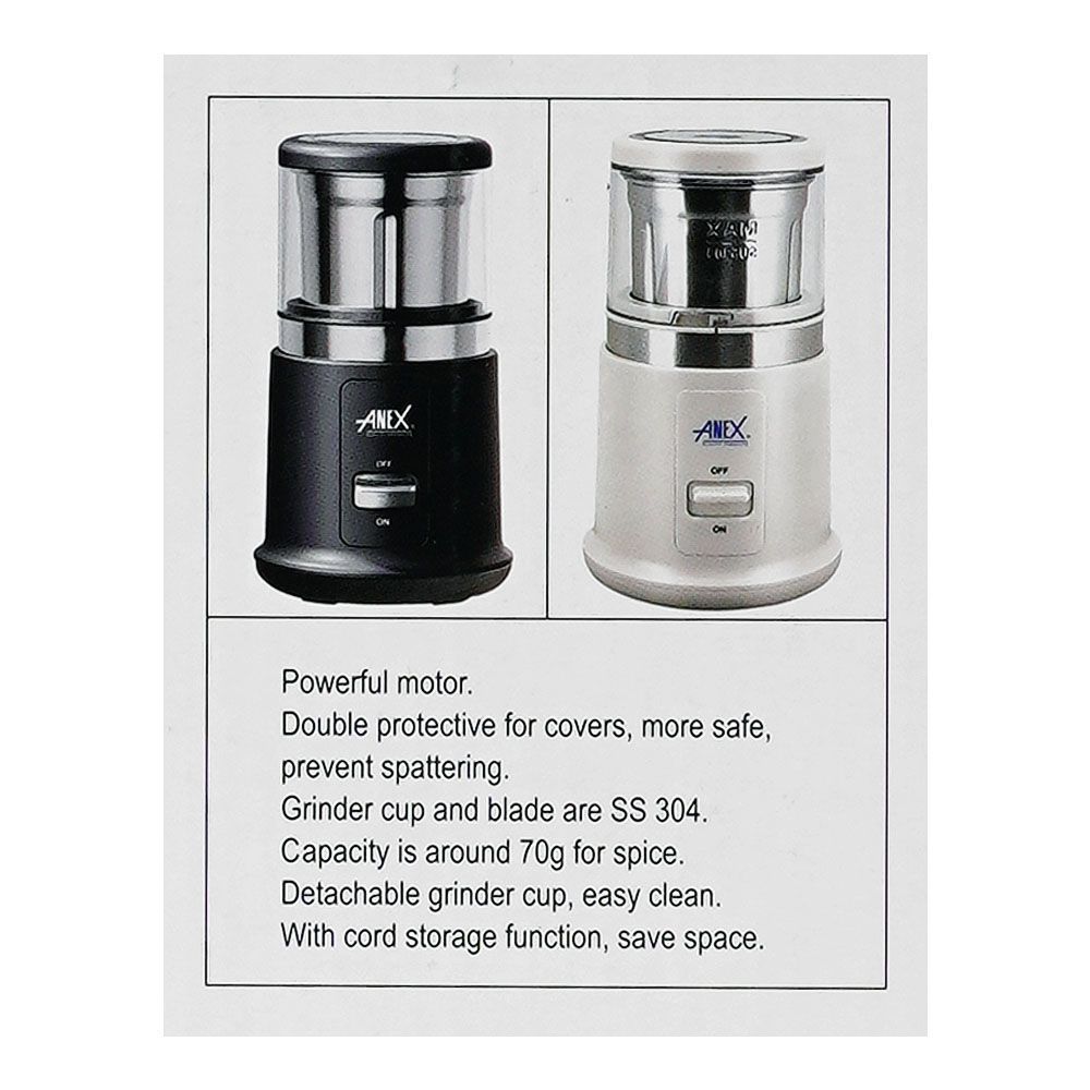 Anex Deluxe Grinder, 250W, 220-240V, 70g Capacity, Black, AG-648 - Image 3