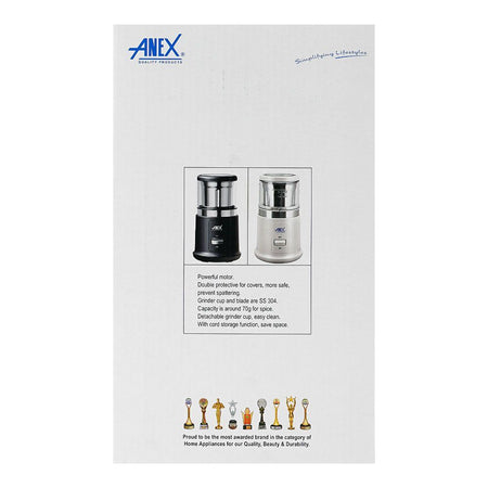 Anex Deluxe Grinder, 250W, 220-240V, 70g Capacity, Black, AG-648 - Image 4