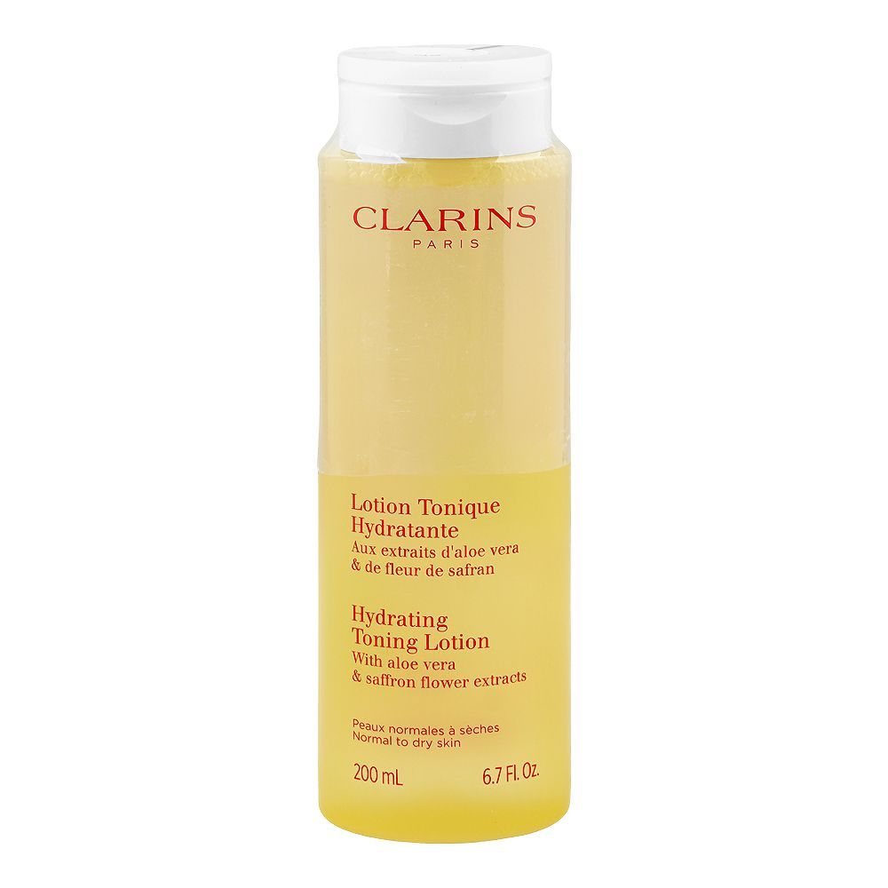 Clarins Paris Aloe Vera & Saffron Flower Hydrating Toning Lotion, Glycerin, Citric Acid, For Normal To Dry Skin, 200ml - Main Image