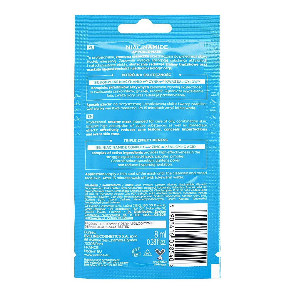 Eveline Face Therapy Niacinamide Ampoule Serum, Niacinamide, Salicylic Acid, For Oily Skin, 8ml - Image 2