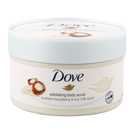 Dove Crushed Macadamia & Rice Milk Scent Exfoliating Body Scrub, 225ml - Main Image