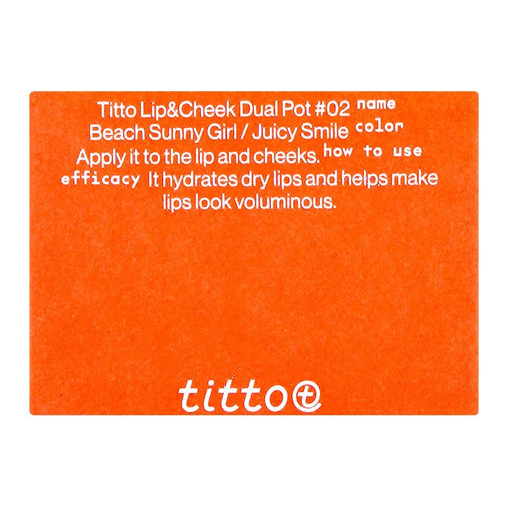 Titto Lip & Cheek Dual, Pot 02 Juicy Smile/Beach Sunny Girl - Image 4