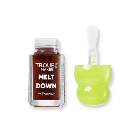 Trouble Maker Melt Down Lip Oil, Vitamin E + Jojoba Oil, Snapper Brown, 2ml - Image 2