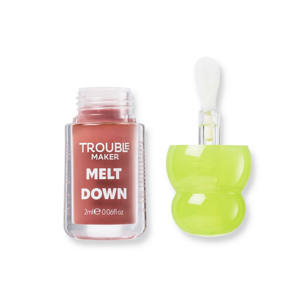 Trouble Maker Melt Down Lip Oil, Vitamin E + Jojoba Oil, Slip n Slide Nude, 2ml - Main Image