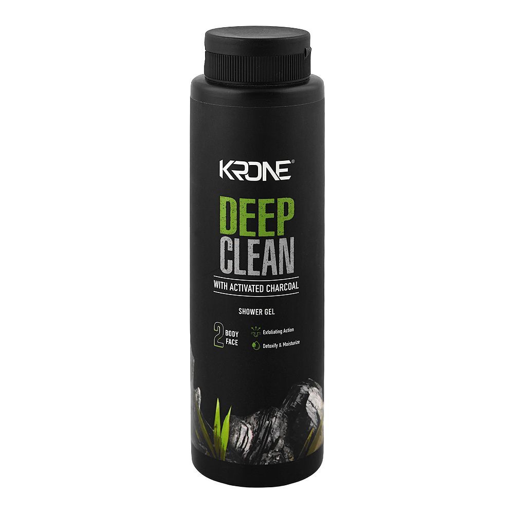 Krone Deep Clean With Activated Charcoal Body, Face & Hair Shower Gel, 600ml - Main Image