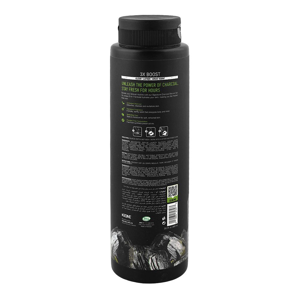 Krone Deep Clean With Activated Charcoal Body, Face & Hair Shower Gel, 600ml - Image 2