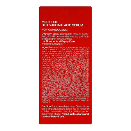 Medicube Red Succinic Acid Serum, Succinic Acid, Niacinamide, For Acne-Prone Skin, 30ml - Image 2