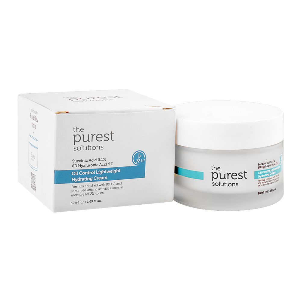 The Purest Solutions Oil Control Hydrating Cream, Succinic Acid, Hyaluronic Acid & Vitamin B5, For All Types of Skin, 50ml - Main Image