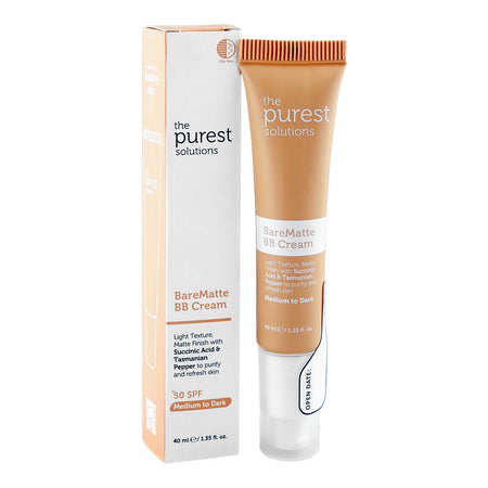 The Purest Solutions Succinic Acid & Tasmanian Pepper BareMatte BB Cream, SPF50+ Medium To Dark, Succinic Acid, Glycerin, 40ml - Main Image
