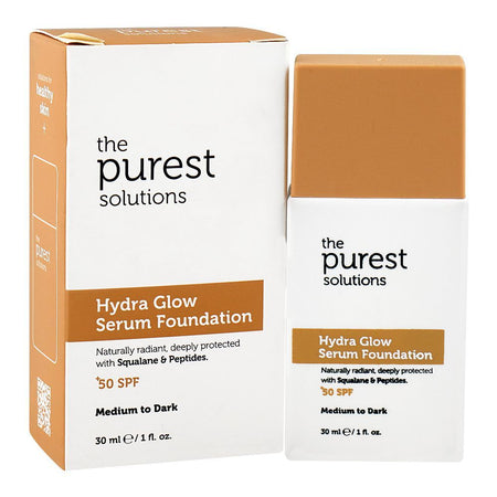 The Purest Solutions Hydra Glow Serum Foundation, SPF50+ Medium To Dark, Vegan, Glycerin, 30ml - Main Image