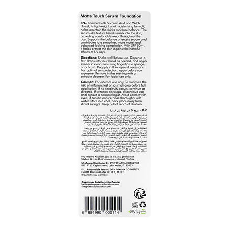 The Purest Solutions Matte Touch Serum Foundation, SPF50+ Medium To Dark, Vegan, Succinic Acid, 30ml - Image 3