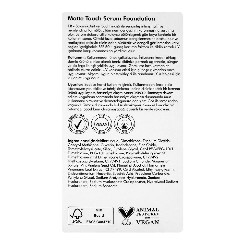 The Purest Solutions Matte Touch Serum Foundation, SPF50+ Medium To Dark, Vegan, Succinic Acid, 30ml - Image 4