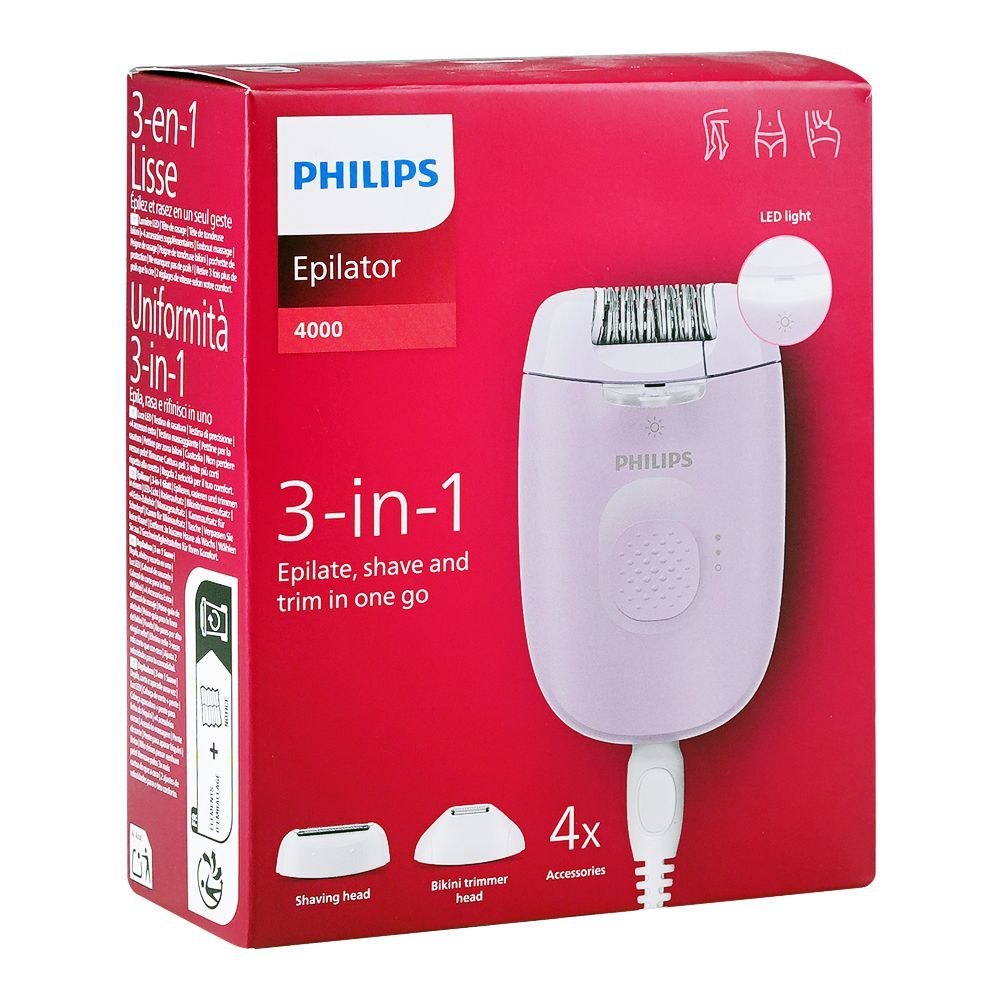 Philips 4000 3-In-1 Epilator, BRE257/00 White/Purple - Image 2