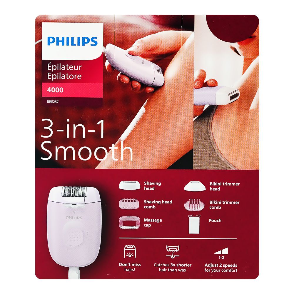 Philips 4000 3-In-1 Epilator, BRE257/00 White/Purple - Image 5