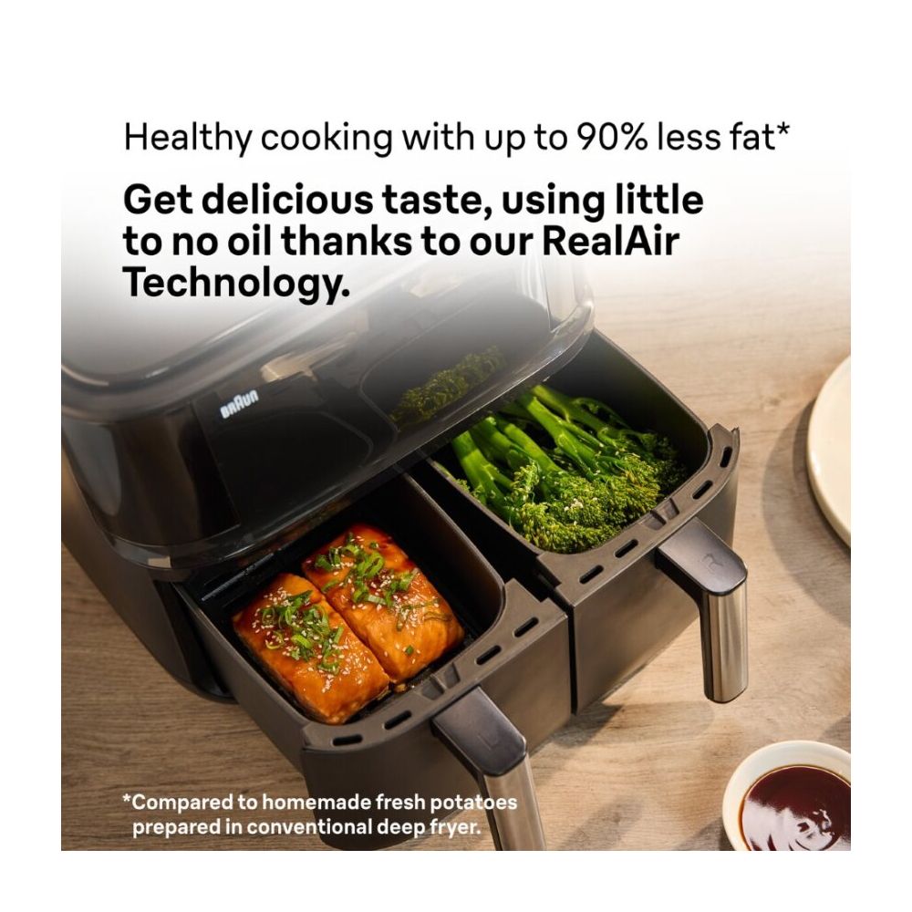 Braun TwinCook 3 Air Fryer, 4 + 4 Liters, 2850W, TD3030 - Image 3