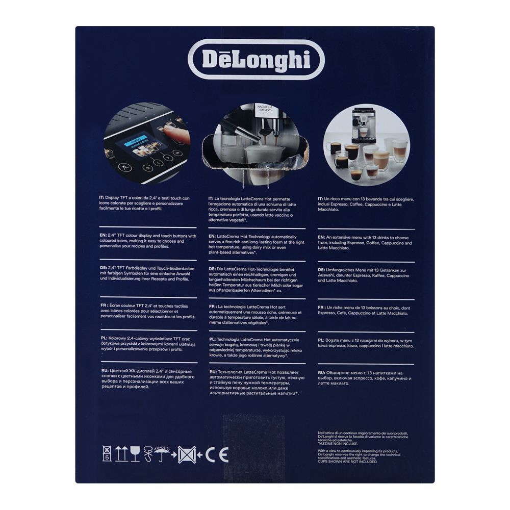 Delonghi Magnifica Evo Next Automatic Coffee Machine With Latte Crema Hot, 1.9 Liters, ECAM310.80.SB - Image 4