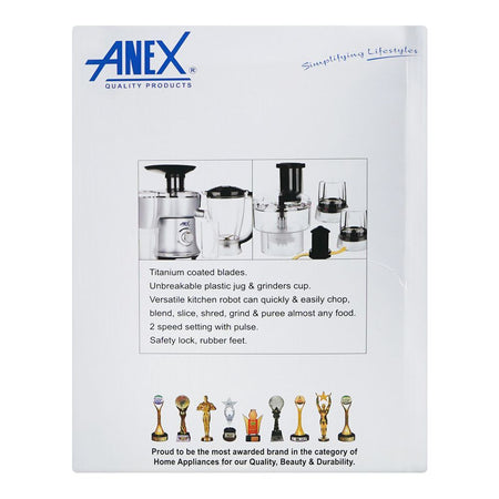 Anex Deluxe Kitchen Robot, 450W, 220-240V, White, AG-3153 - Image 4