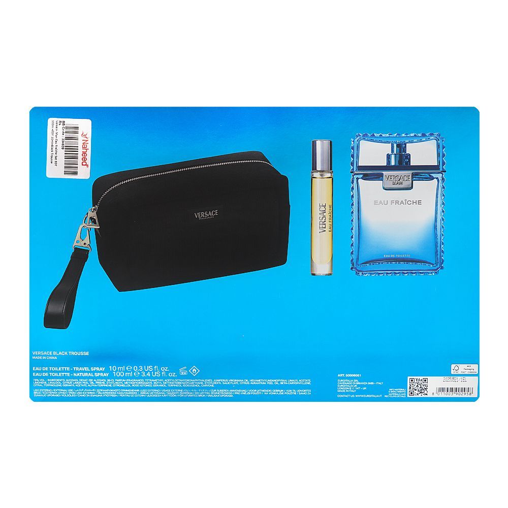Versace Man Eau Fraiche Set, EDT 100ml + EDT 10ml + Black Trousse - Image 3