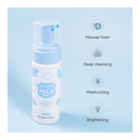 Laikou Milk Mousse Facial Cleansing Foam, For Skin Brightening, 120ml, LK91170A - Image 3