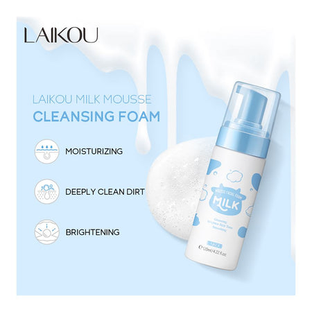 Laikou Milk Mousse Facial Cleansing Foam, For Skin Brightening, 120ml, LK91170A - Image 5