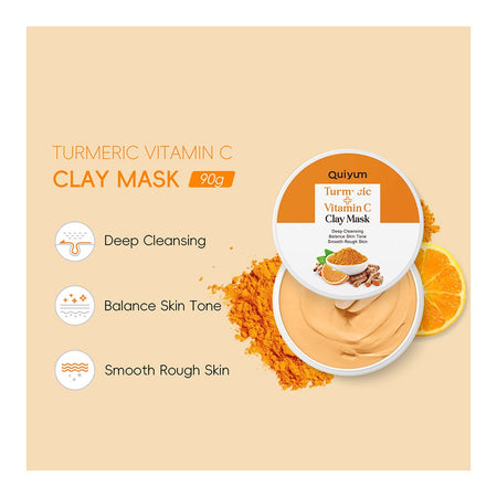 Laikou Quiyum Clay Mask, Turmeric + Vitamin C, For Balance Skin Tone, 90g, QY98865A - Image 2