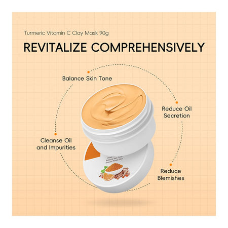 Laikou Quiyum Clay Mask, Turmeric + Vitamin C, For Balance Skin Tone, 90g, QY98865A - Image 3