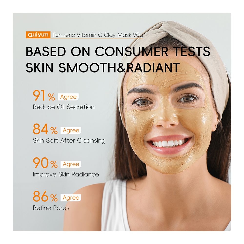 Laikou Quiyum Clay Mask, Turmeric + Vitamin C, For Balance Skin Tone, 90g, QY98865A - Image 4