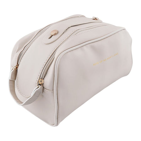 AJF PU Leather Travel Cosmetic Capacity Makeup Bag, Large, White, AF-63 - Main Image