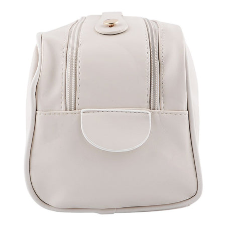AJF PU Leather Travel Cosmetic Capacity Makeup Bag, Large, White, AF-63 - Image 3