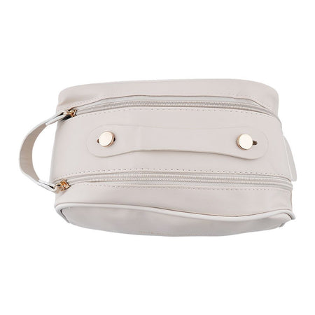 AJF PU Leather Travel Cosmetic Capacity Makeup Bag, Large, White, AF-63 - Image 4