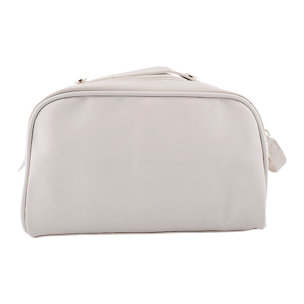 AJF PU Leather Travel Cosmetic Capacity Makeup Bag, Large, White, AF-63 - Image 5