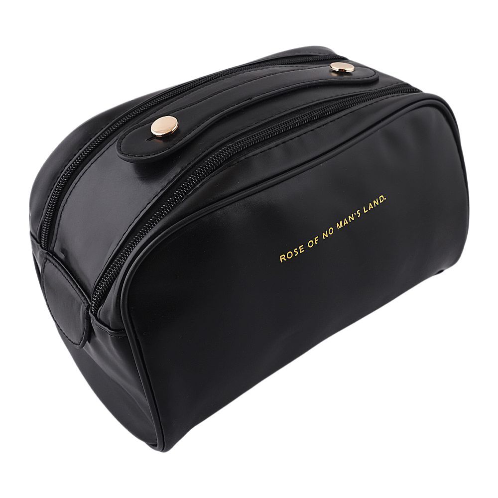 AJF PU Leather Travel Cosmetic Capacity Makeup Bag, Large, Black, AF-63 - Main Image
