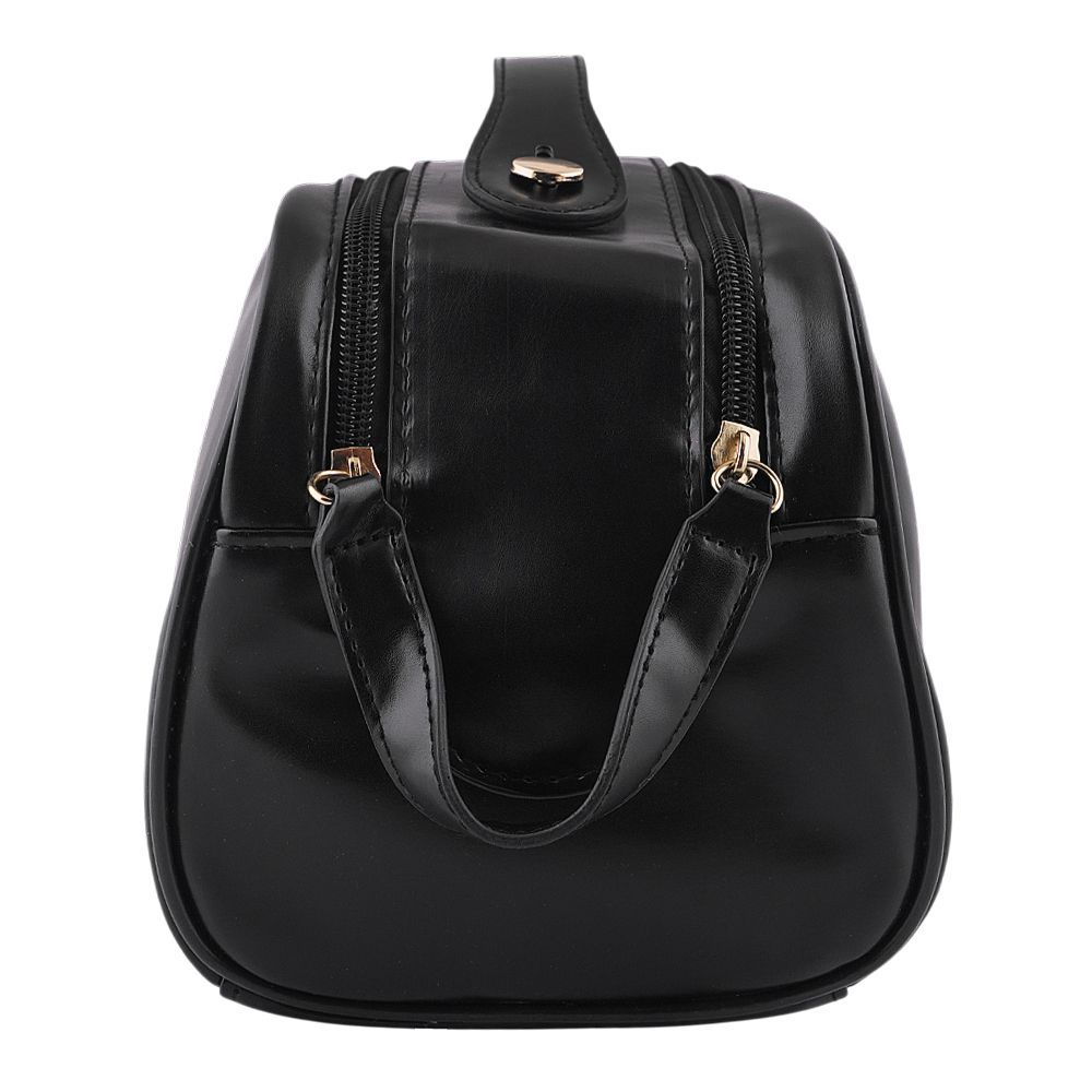 AJF PU Leather Travel Cosmetic Capacity Makeup Bag, Large, Black, AF-63 - Image 2