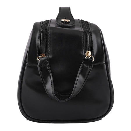 AJF PU Leather Travel Cosmetic Capacity Makeup Bag, Large, Black, AF-63 - Image 2