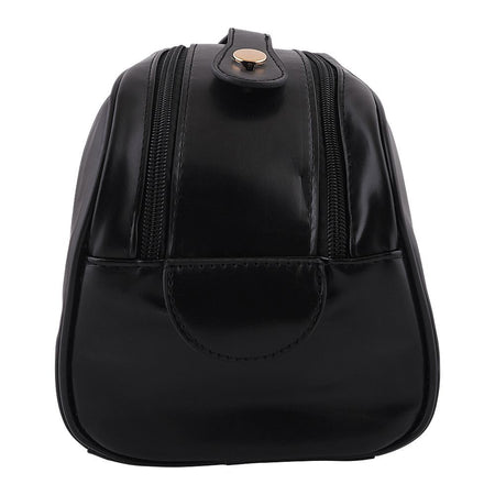 AJF PU Leather Travel Cosmetic Capacity Makeup Bag, Large, Black, AF-63 - Image 3